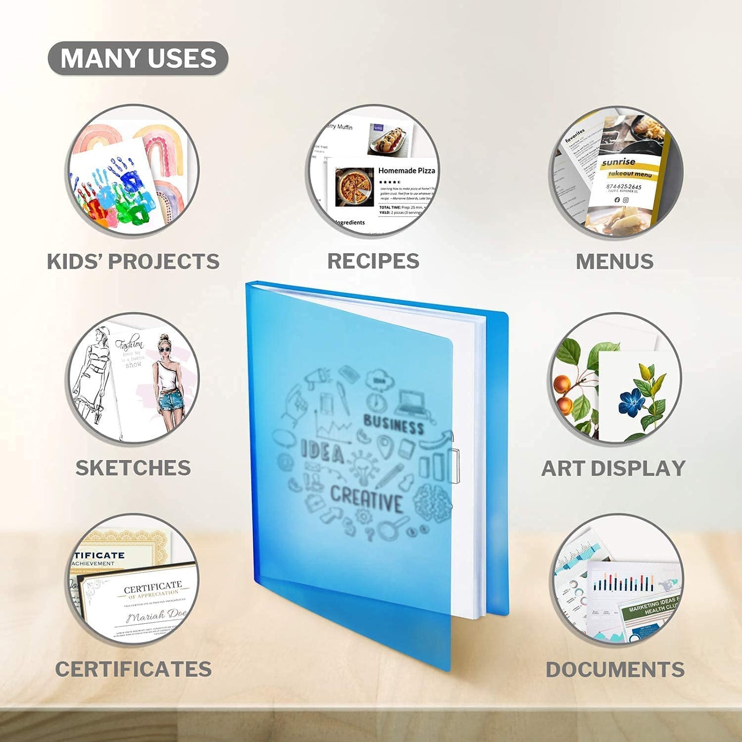 Presentation Books with Bright Colors - (Assorted, 4-Pack) Colorful Translucent Poly Folders with Plastic Sleeves, 24 Pockets Display 48 Pages, Durable Portfolio Books Include Labels