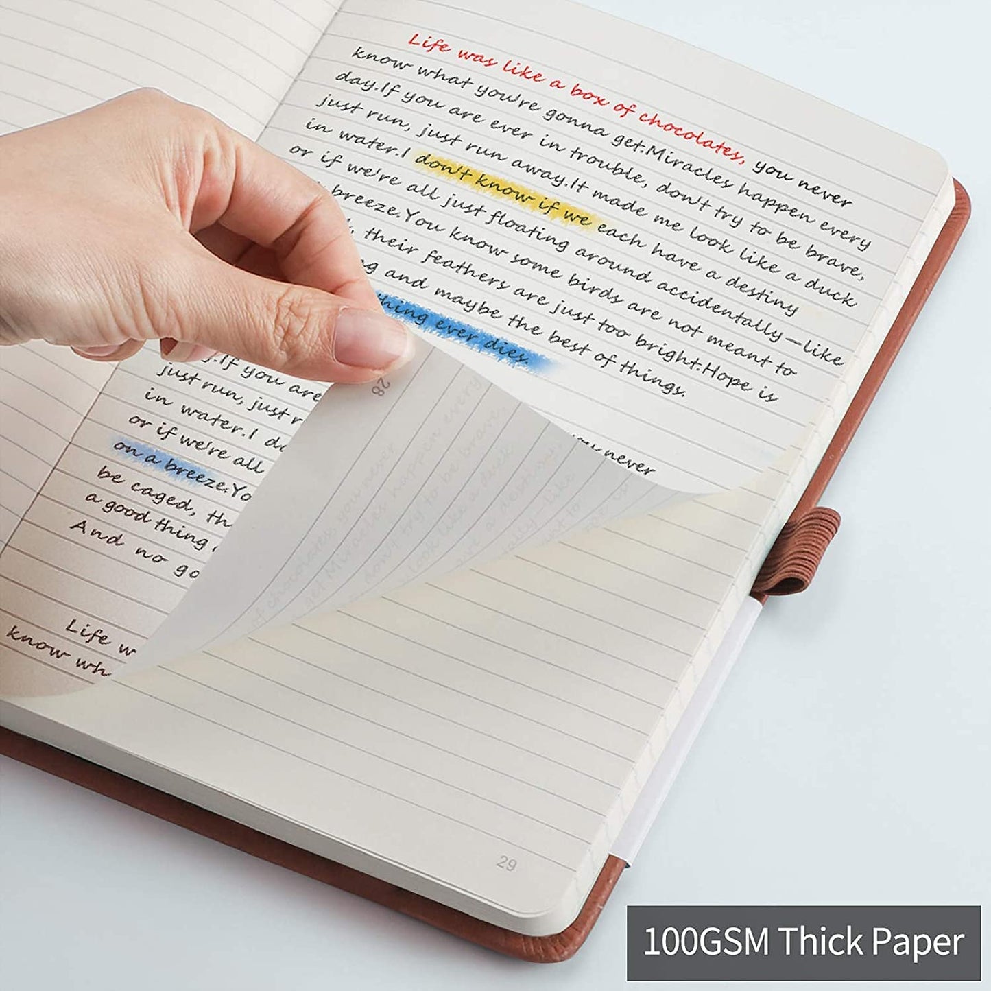 Lined Journal Notebook Hardcover 2 Pack - A5 College Ruled Writing Notebook with 376 Numbered Pages,100gsm Thick Paper 5.75'' × 8.38''