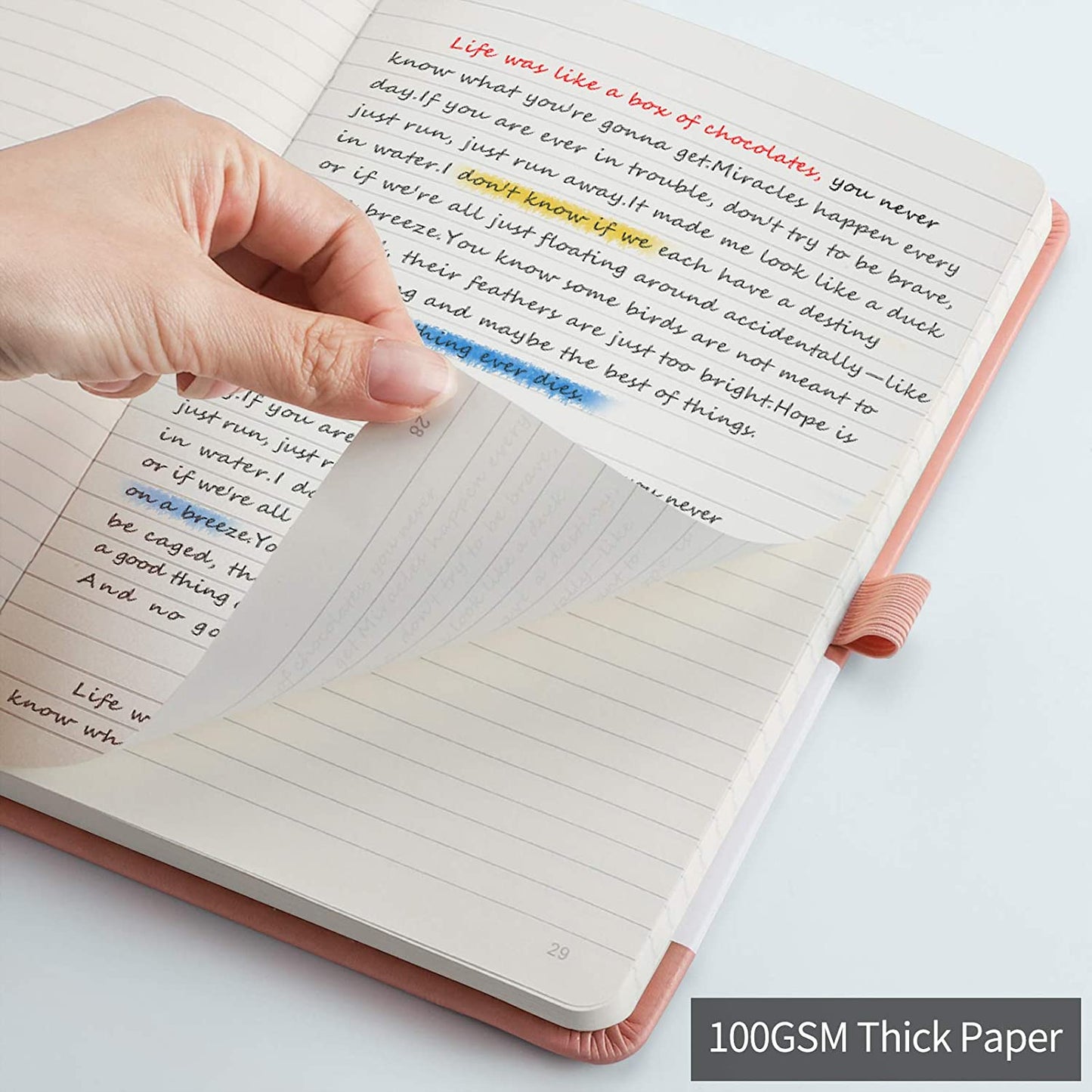 Lined Journal Notebook Hardcover 2 Pack - A5 College Ruled Writing Notebook with 376 Numbered Pages,100gsm Thick Paper 5.75'' × 8.38''