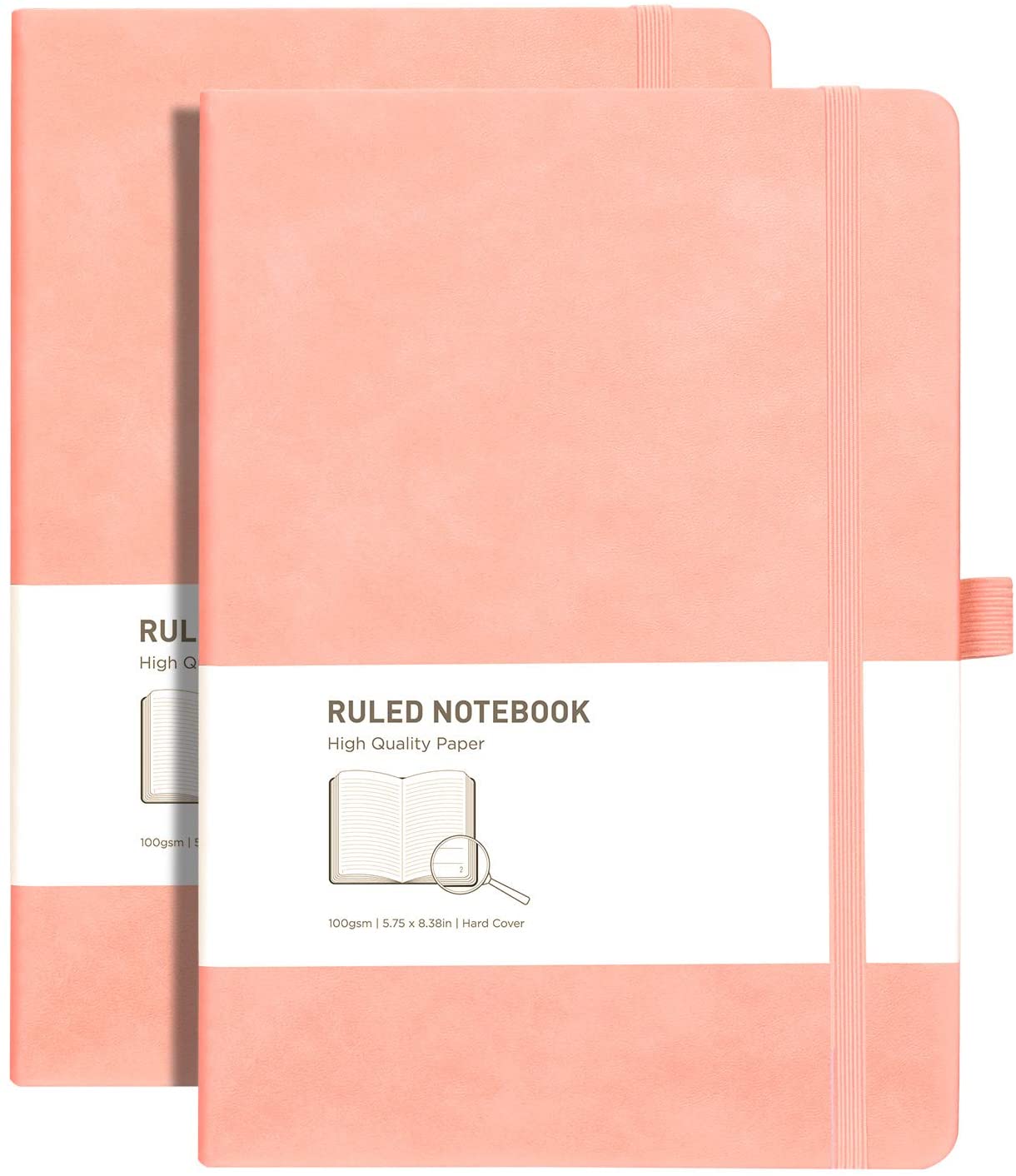 Lined Journal Notebook Hardcover 2 Pack - A5 College Ruled Writing Notebook with 376 Numbered Pages,100gsm Thick Paper 5.75'' × 8.38''