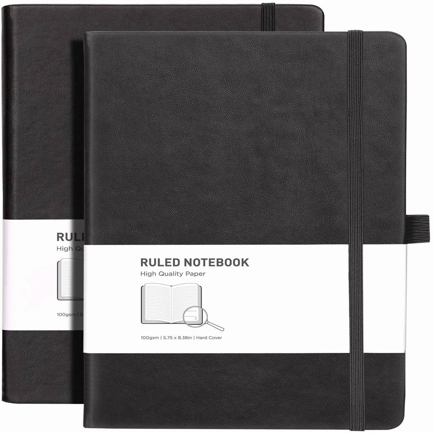 Lined Journal Notebook Hardcover 2 Pack - A5 College Ruled Writing Notebook with 376 Numbered Pages,100gsm Thick Paper 5.75'' × 8.38''