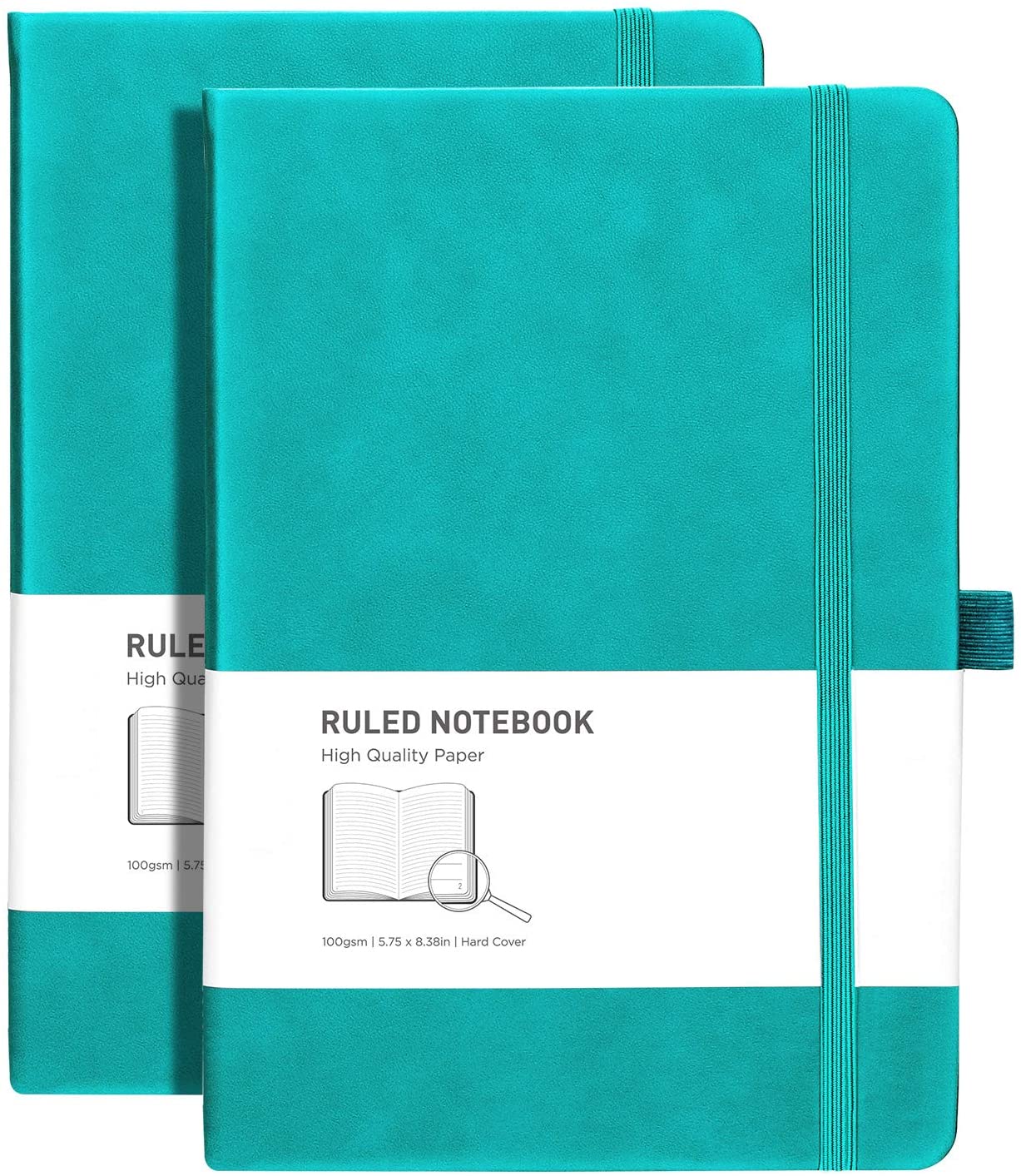 Lined Journal Notebook Hardcover 2 Pack - A5 College Ruled Writing Notebook with 376 Numbered Pages,100gsm Thick Paper 5.75'' × 8.38''