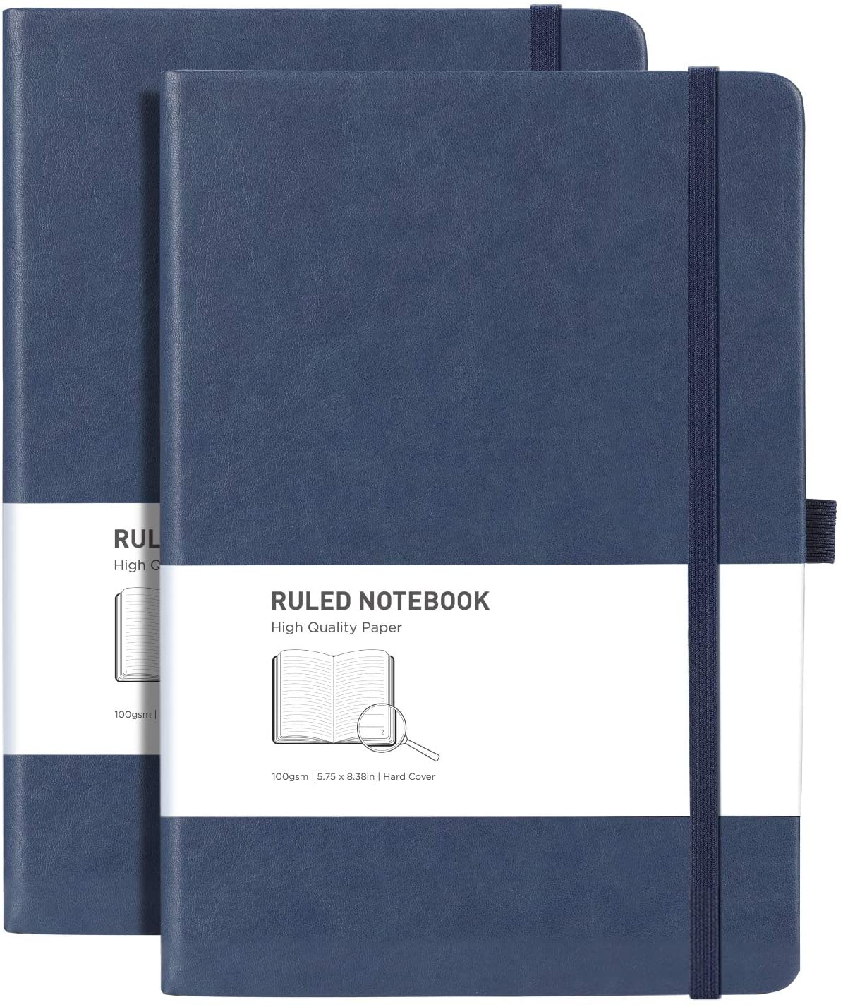 Lined Journal Notebook Hardcover 2 Pack - A5 College Ruled Writing Notebook with 376 Numbered Pages,100gsm Thick Paper 5.75'' × 8.38''