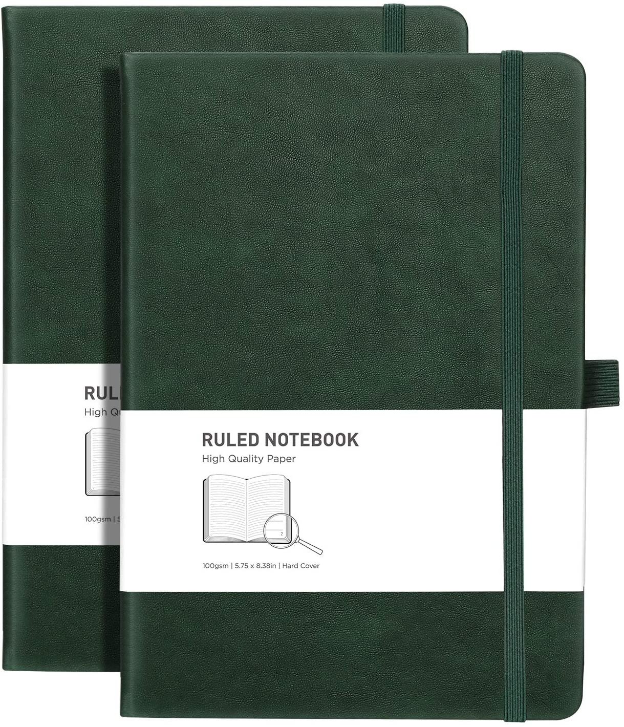 Lined Journal Notebook Hardcover 2 Pack - A5 College Ruled Writing Notebook with 376 Numbered Pages,100gsm Thick Paper 5.75'' × 8.38''