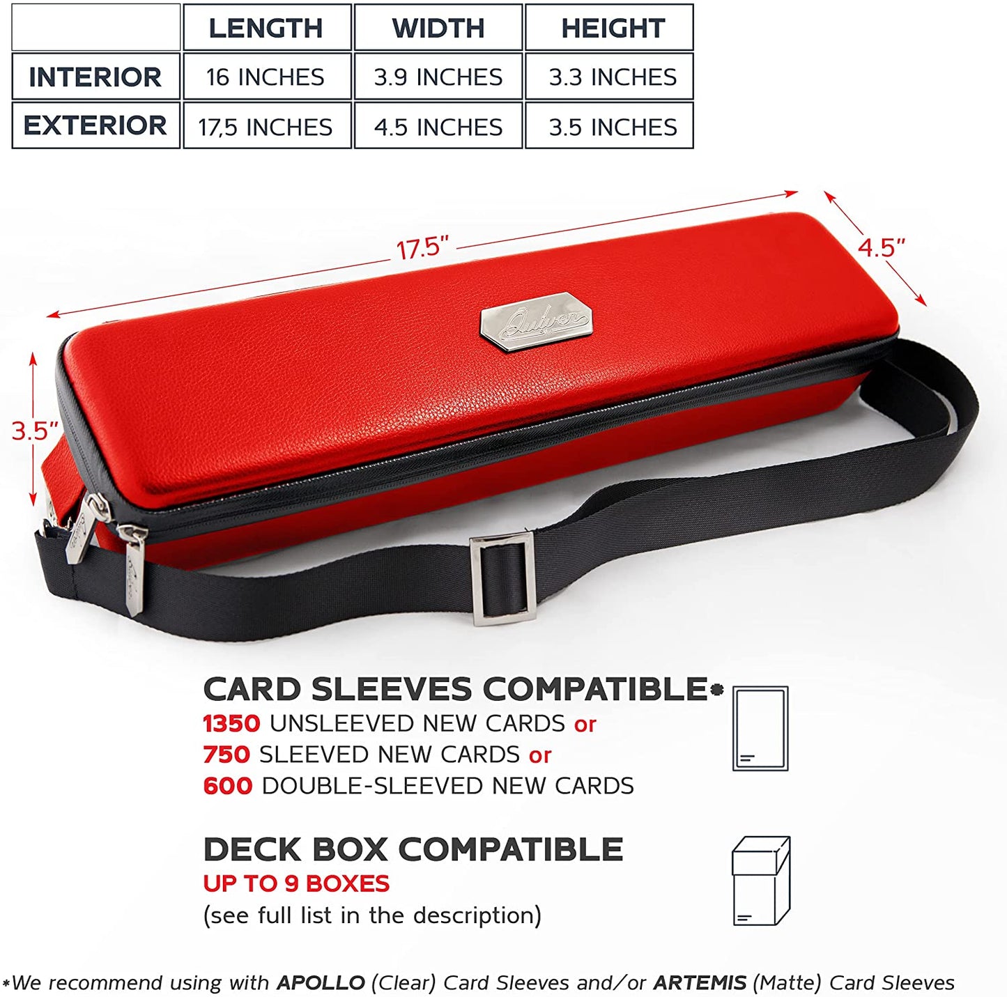 Quiver Time Purple Bolt Collector Card Carrying Case ~ Card/Deck Storage Case with Wrist and Shoulder Strap, Dividers & Separators, Corner Pads + 100 Apollo Card Sleeves ~ Deck Box Bag Compatible