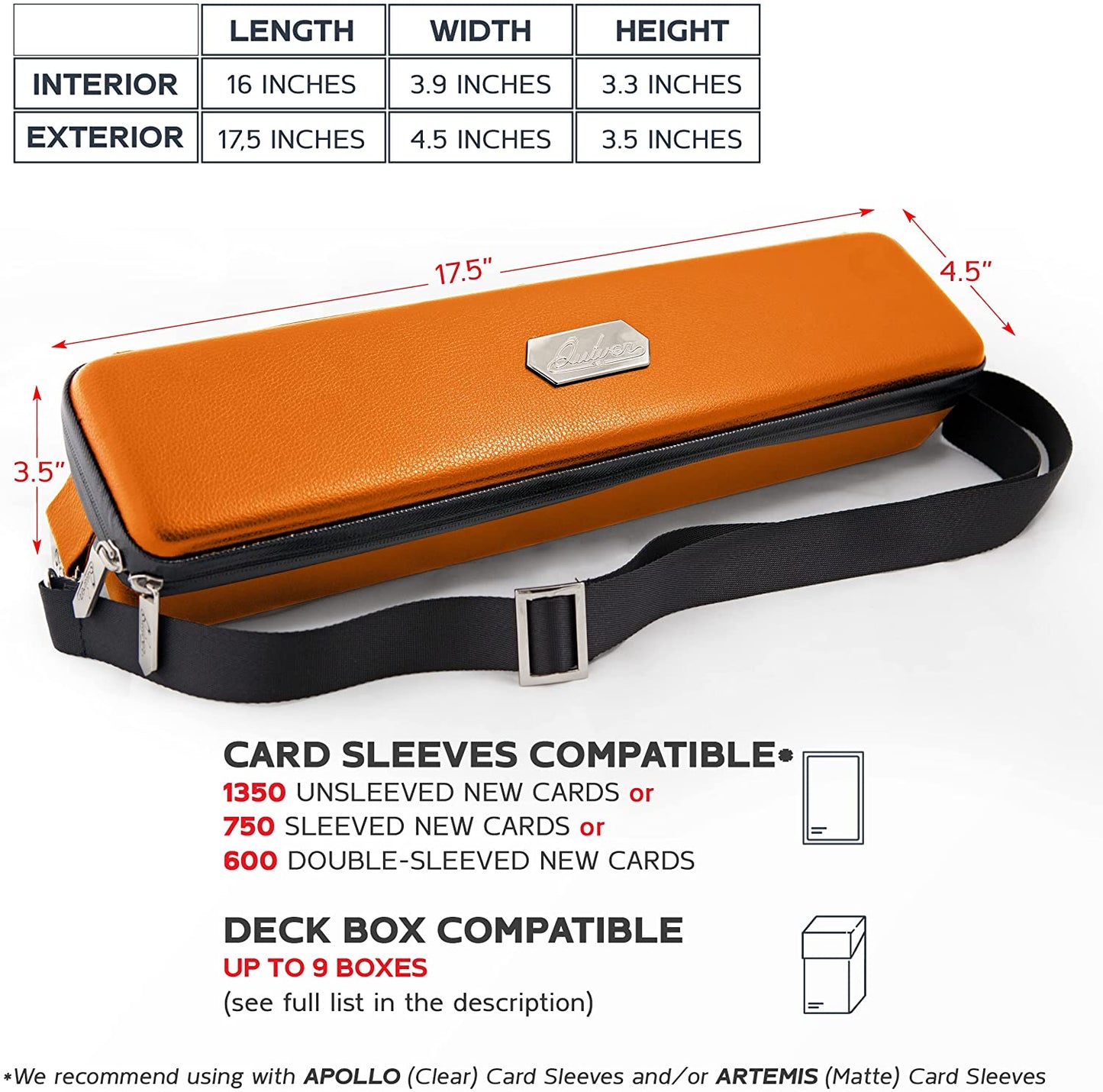 Quiver Time Purple Bolt Collector Card Carrying Case ~ Card/Deck Storage Case with Wrist and Shoulder Strap, Dividers & Separators, Corner Pads + 100 Apollo Card Sleeves ~ Deck Box Bag Compatible