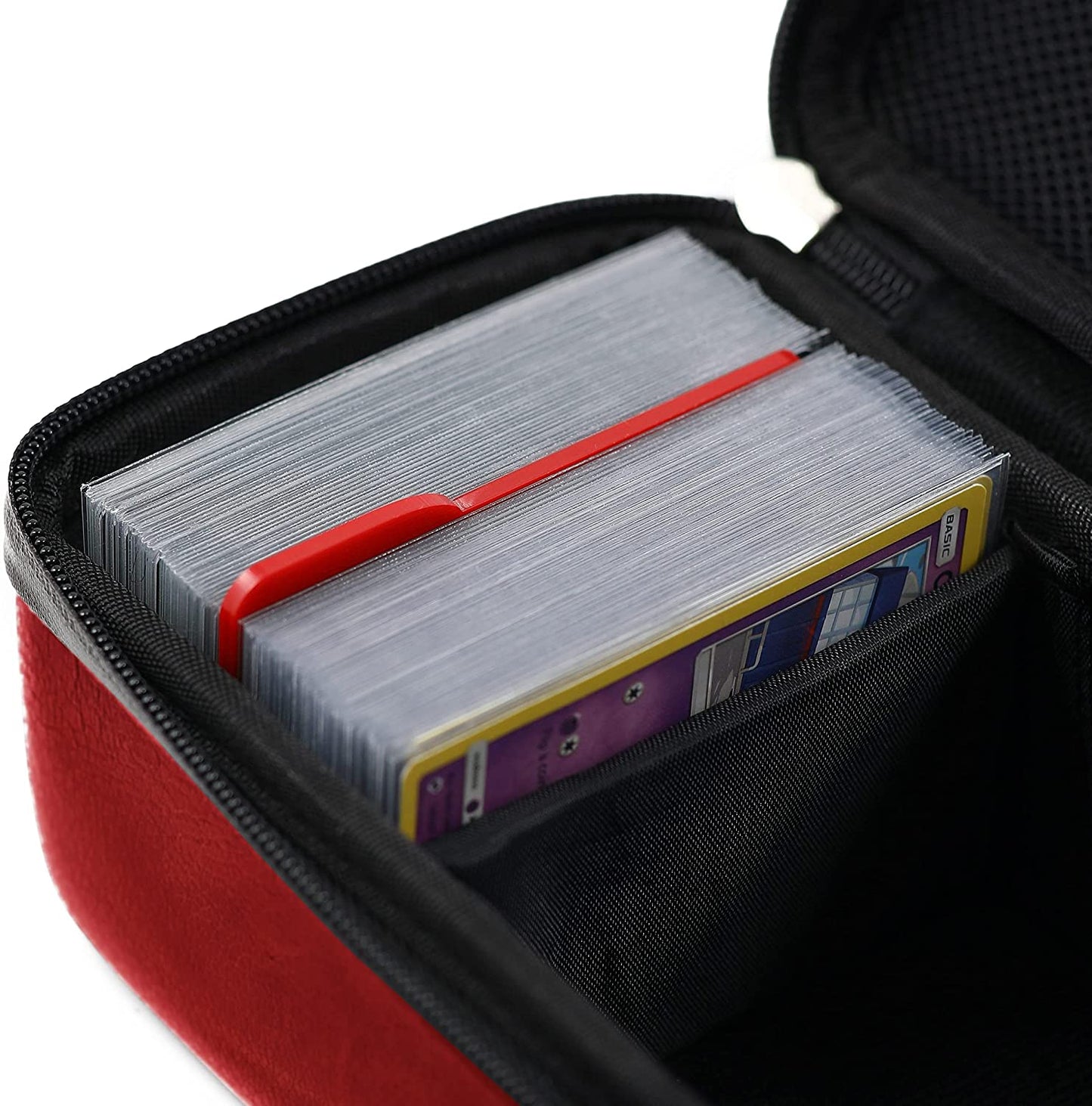 Quiver Time Purple Bolt Collector Card Carrying Case ~ Card/Deck Storage Case with Wrist and Shoulder Strap, Dividers & Separators, Corner Pads + 100 Apollo Card Sleeves ~ Deck Box Bag Compatible