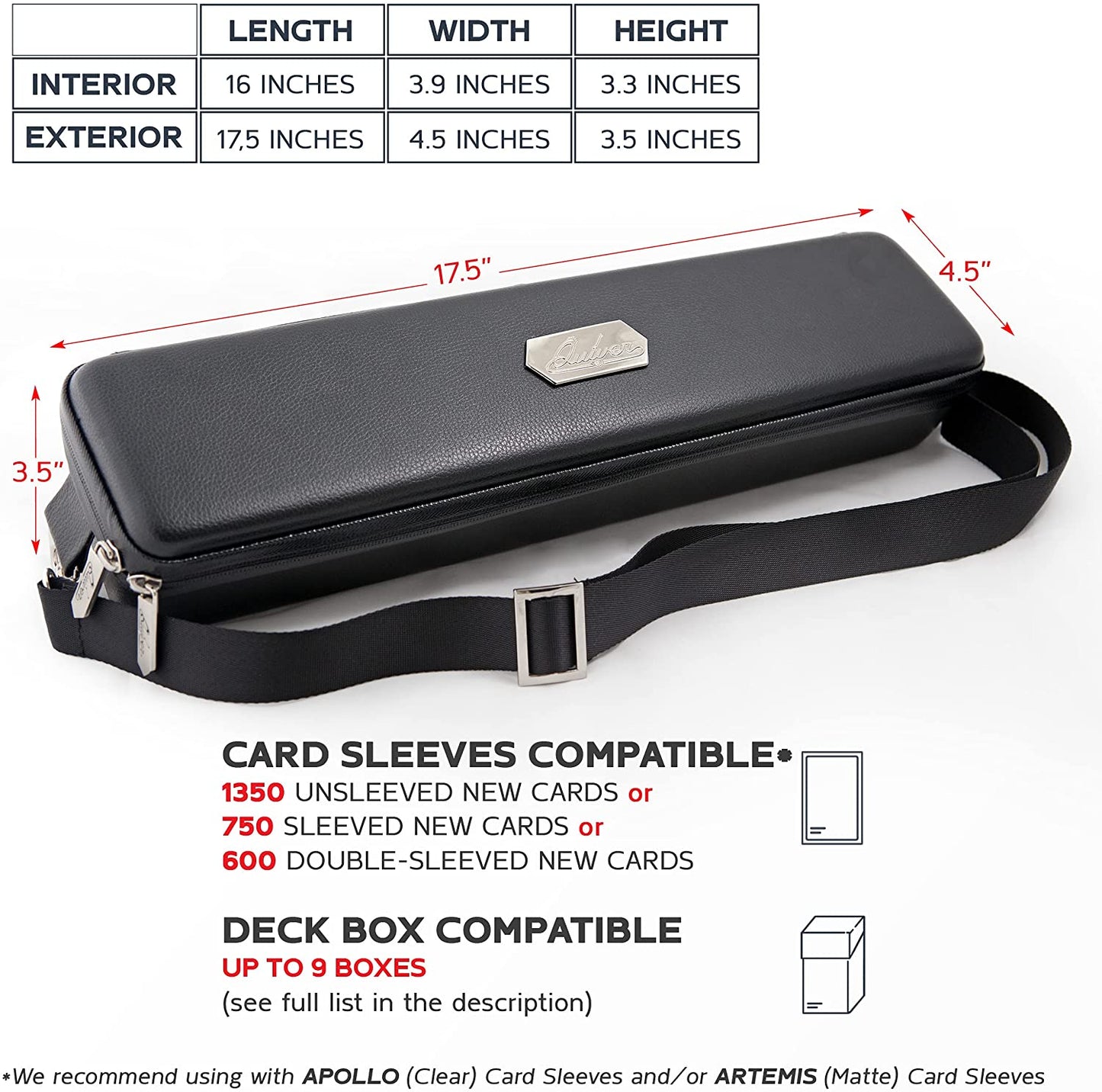 Quiver Time Purple Bolt Collector Card Carrying Case ~ Card/Deck Storage Case with Wrist and Shoulder Strap, Dividers & Separators, Corner Pads + 100 Apollo Card Sleeves ~ Deck Box Bag Compatible