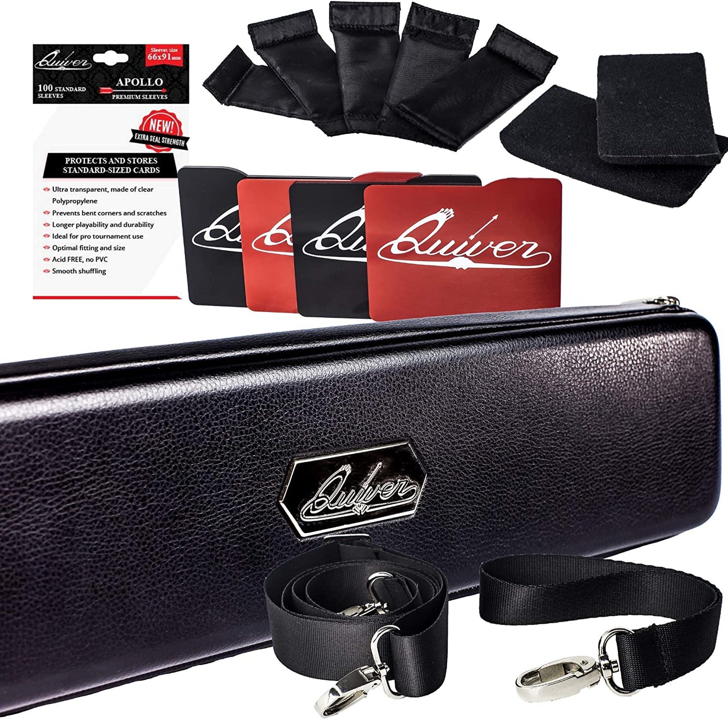 Quiver Time Purple Bolt Collector Card Carrying Case ~ Card/Deck Storage Case with Wrist and Shoulder Strap, Dividers & Separators, Corner Pads + 100 Apollo Card Sleeves ~ Deck Box Bag Compatible