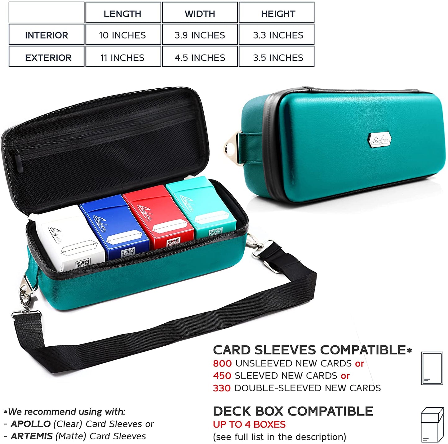 Quiver Time Purple Bolt Collector Card Carrying Case ~ Card/Deck Storage Case with Wrist and Shoulder Strap, Dividers & Separators, Corner Pads + 100 Apollo Card Sleeves ~ Deck Box Bag Compatible
